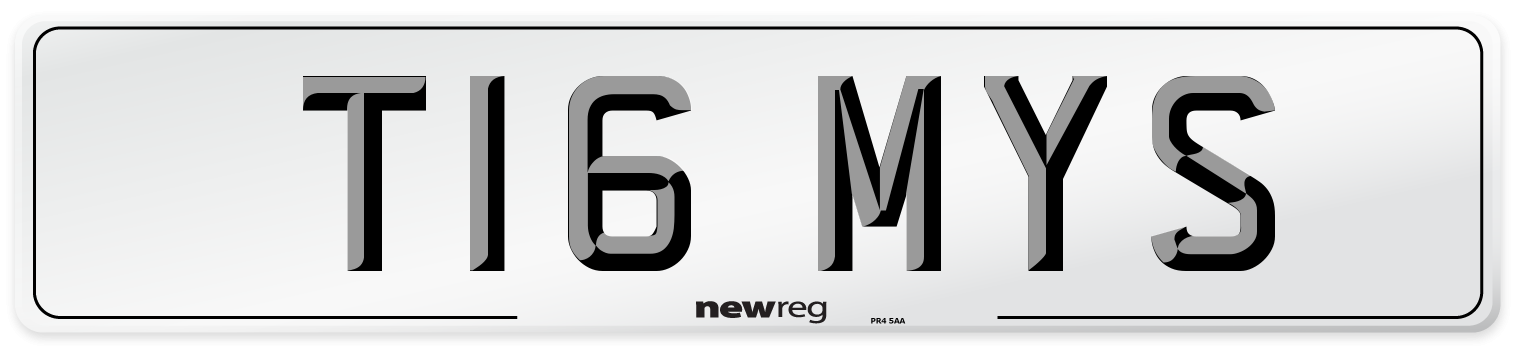 T16 MYS Number Plate from New Reg